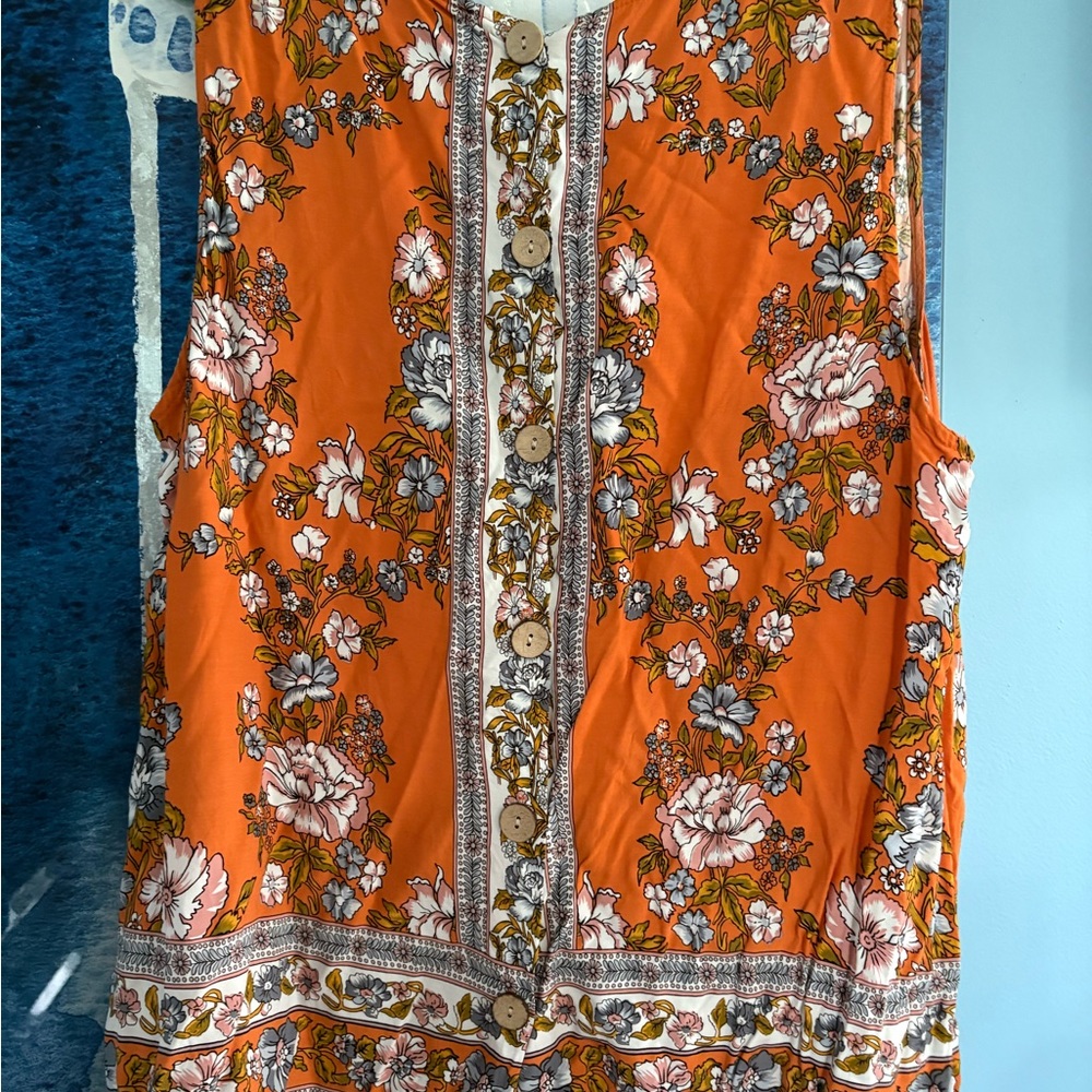 Jones New York Orange Embellished Sleeveless Tunic